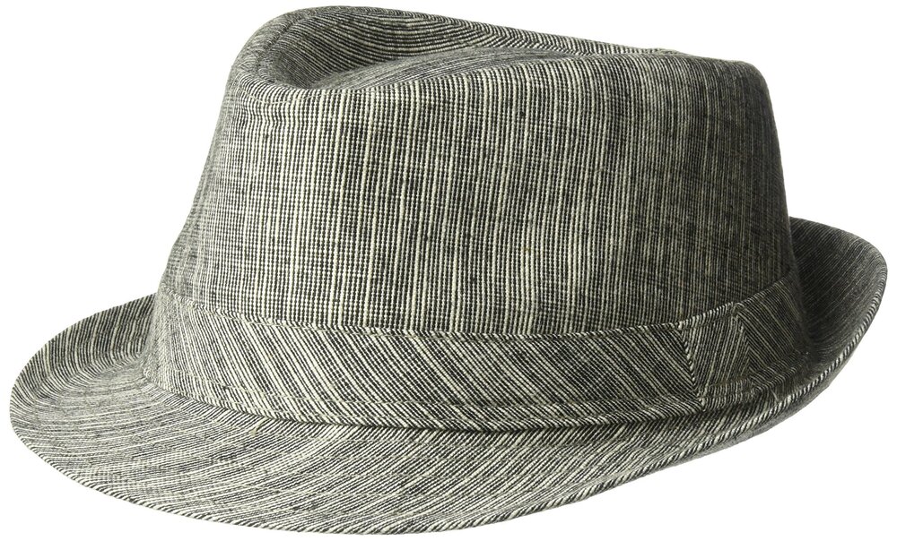 1040 Cotton/Linen Blend Fedora, Black, Large US